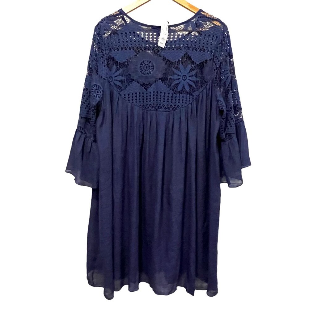 Avenue A-line Pullover Lace Mini Dress, NWT, Navy, 22/24 - Picture 9 of 9